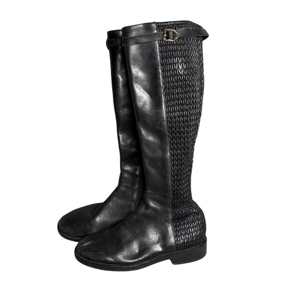 Cole Haan Black Leather & Stretch Riding Boots – Women’s Size 7.5 - Picture 1 of 14